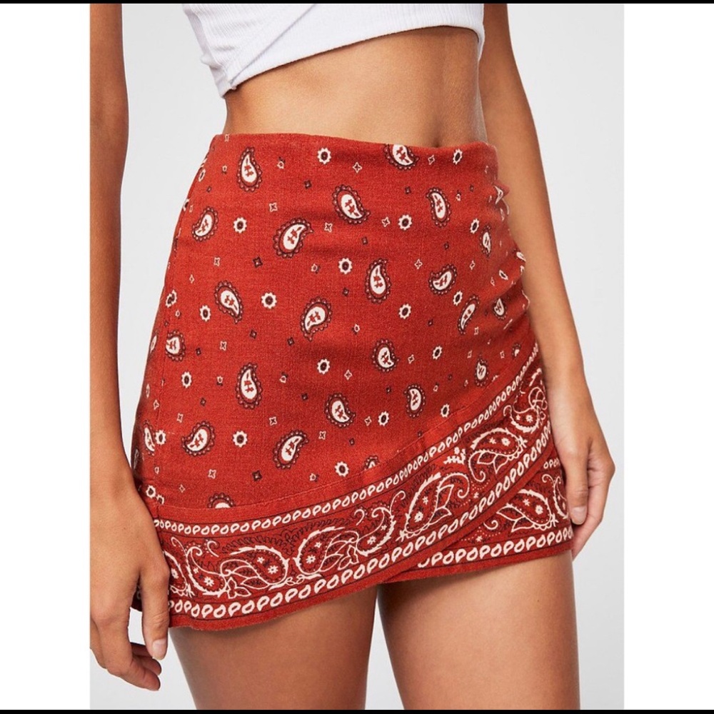 Free People - Wrap Bandana Mini Skirt - Red